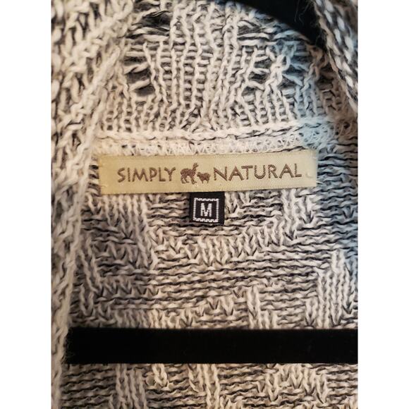 Simply Natural Peru 100% Alpaca Cardigan Sz Medium Open Front Gray Chunky Knit - Picture 12 of 13
